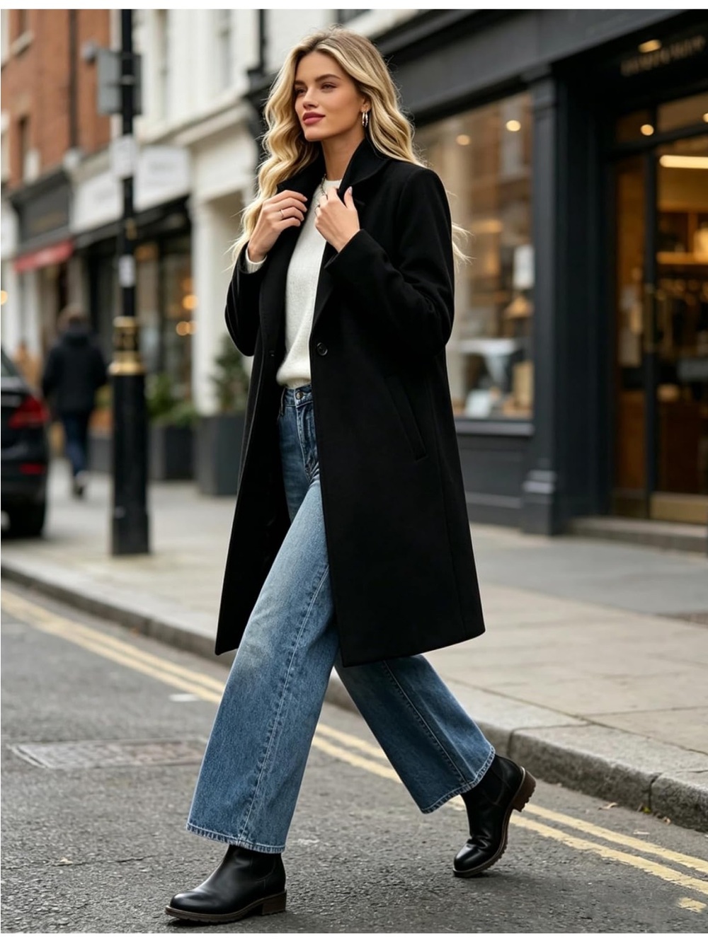 Classic Women's Camel Single-Button Wool Blend Coat